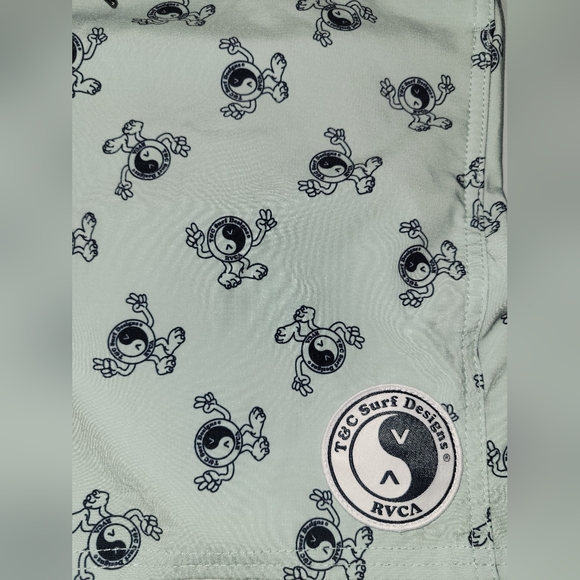 RVCA Men's Swim Shorts - Light Gray with Black Print - Picture 2 of 8